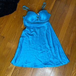 Victoria's Secret Blue Babydoll Slip Padded Lingerie Dress Size 34B